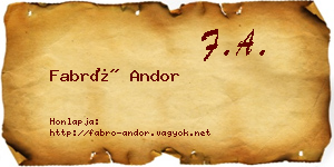 Fabró Andor névjegykártya
